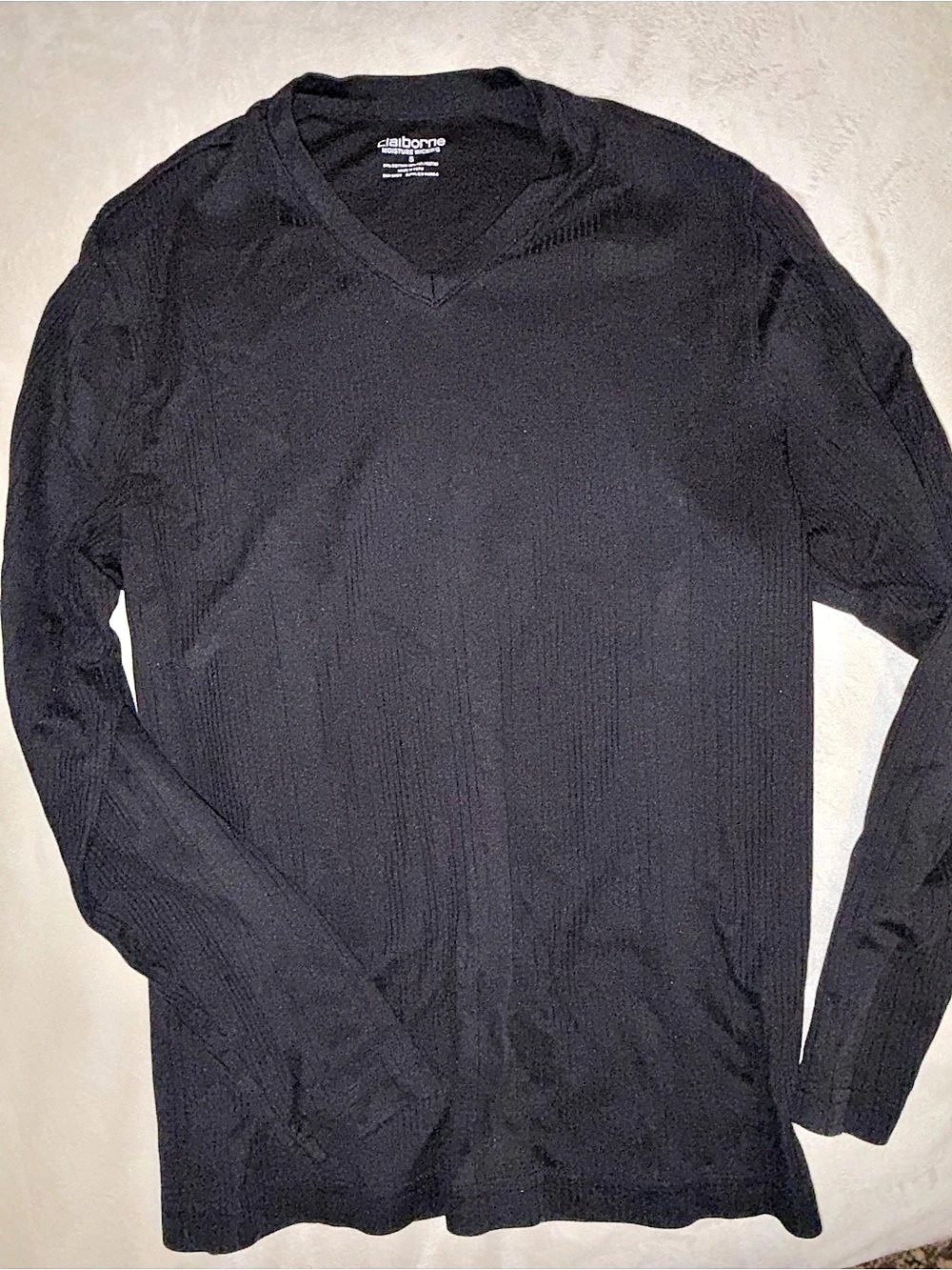 elbowine Men'Small Long Sleeve V-Neck in Black Small Like New - moisture wicking